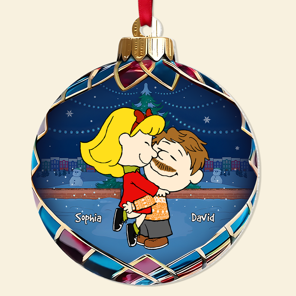 Custom Cartoon Couple Christmas Ornament