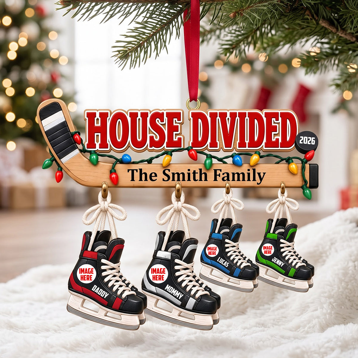 “Celebrate Family Unity this Holiday Season” - Custom House United Christmas Ornament - Personalized Gifts for Skating Lovers Ornament PopCulturePrints