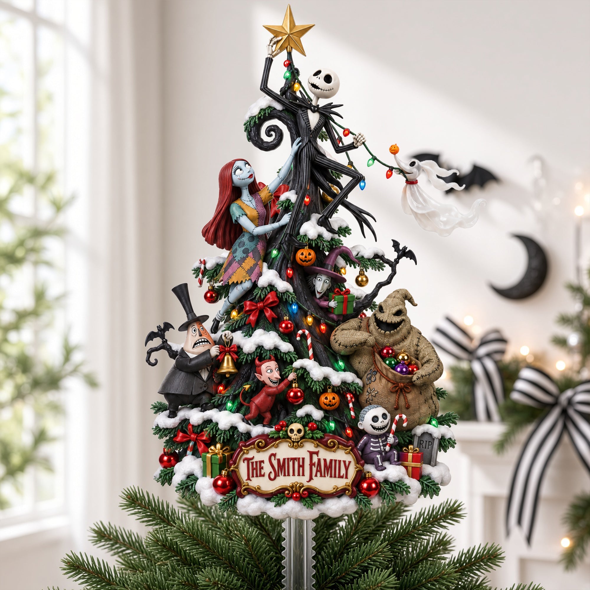 "Celebrate Your Family's Spookiness!" - Cute Spooky Family Tree Topper - Personalized Christmas Gifts for Families Ornament PopCulturePrints