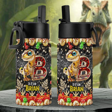 Load image into Gallery viewer, Dino Alphabet Letter Tumbler - A Personalized Adventure for Kids Tumbler Cup PopCulturePrints
