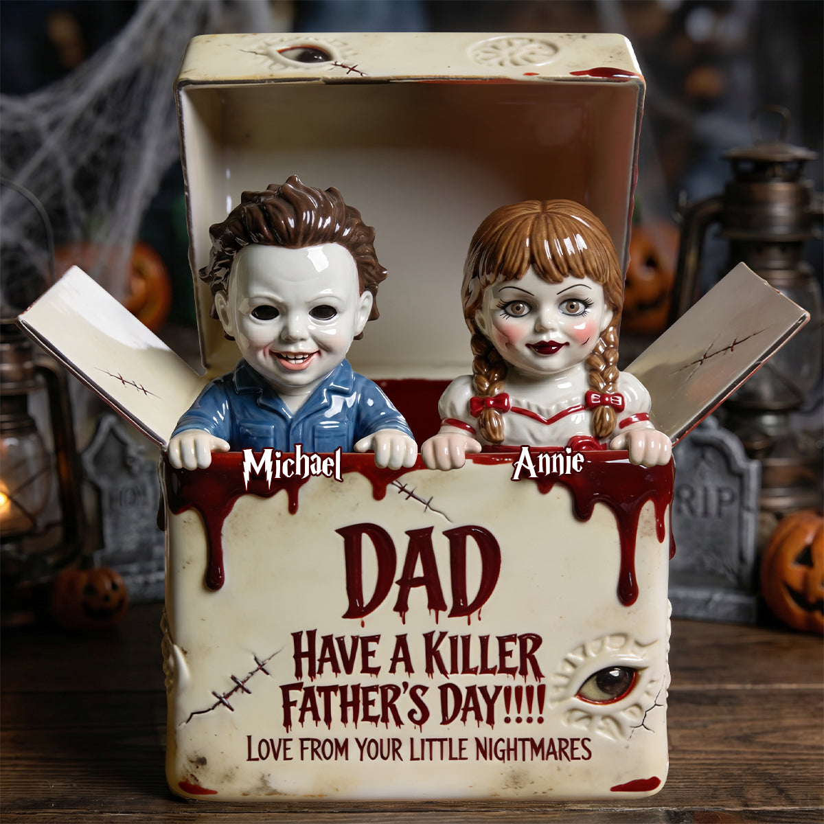 "Dad, Have a Killer Father's Day!" - Personalized Horror Dad and Kids Acrylic Plaque - Unique Gift for Dad, Grandpa, and Horror Fans
