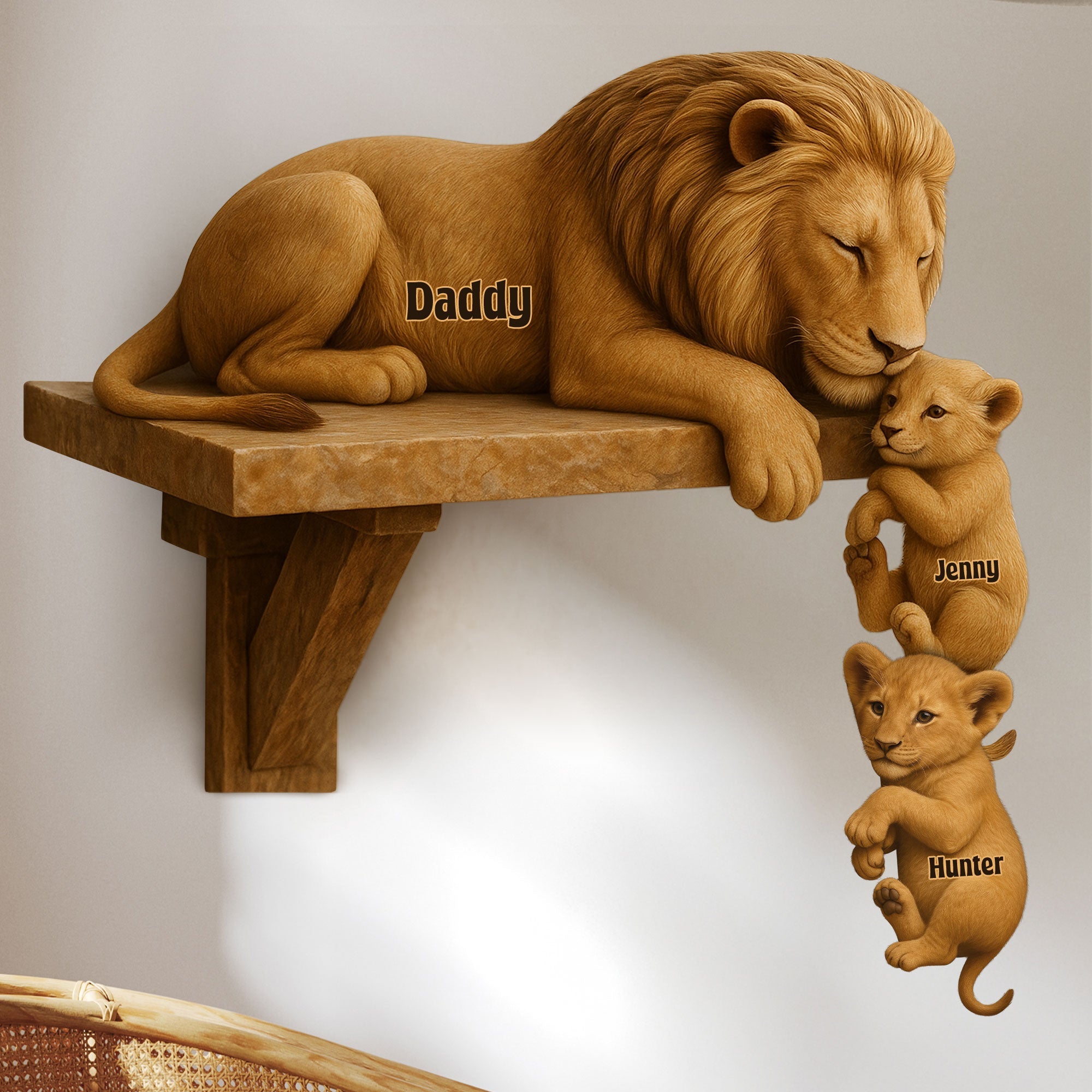 “A Father's Love is Roaring” - Lion Dad Plaque, Personalized Gift for Dad, Grandpa & More Shaped Plaques PopCulturePrints