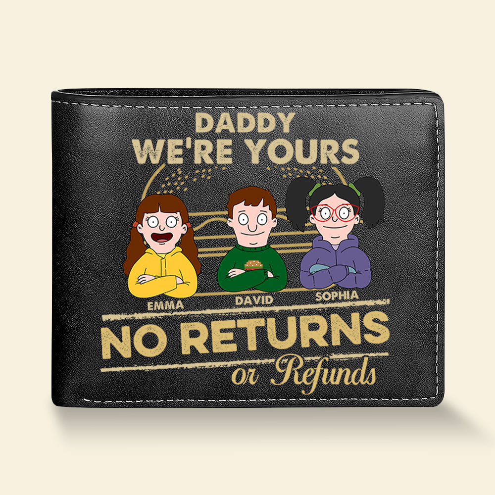 Daddy, We're Yours - Personalized Leather Wallet for Dad Leather Wallet PopCulturePrints