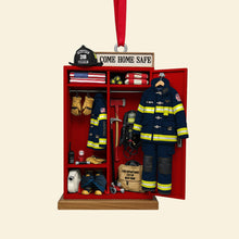 Load image into Gallery viewer, &quot;Come Home Safe&quot; - Personalized Firefighter Locker Acrylic Ornament - Perfect Gift for Firefighters, Family, and Friends Ornament PopCulturePrints
