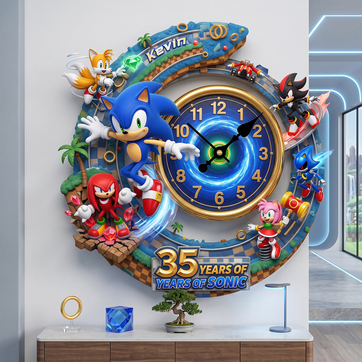 Celebrate 35 Years of Adventure with Our Legendary Adventure Wall Clock – Personalized Gift for Sonic Fans