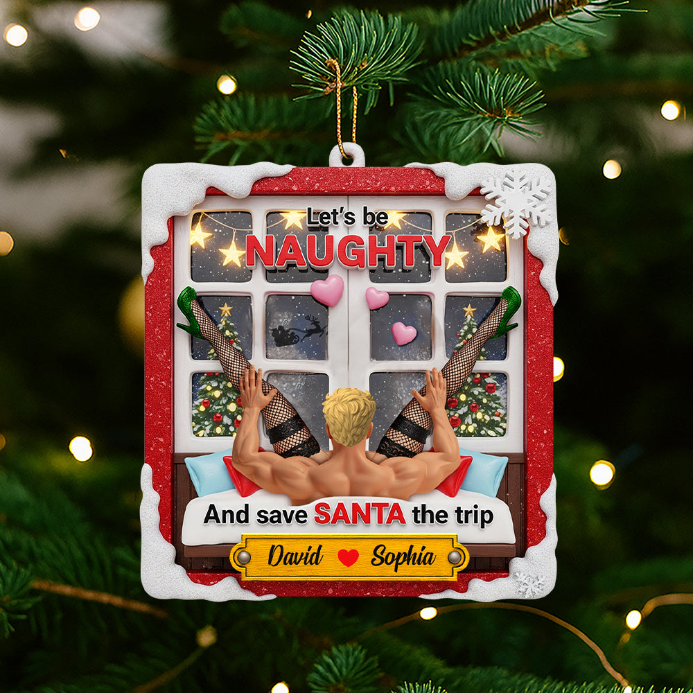 Let's Be Naughty - Personalized Funny Christmas Ornament for Couples Ornament PopCulturePrints