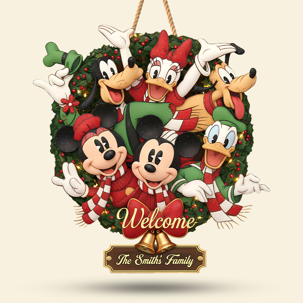 Welcome to Our Home: Adorable Disney Characters Wooden Sign - Personalized Family Gift Wood Sign PopCulturePrints