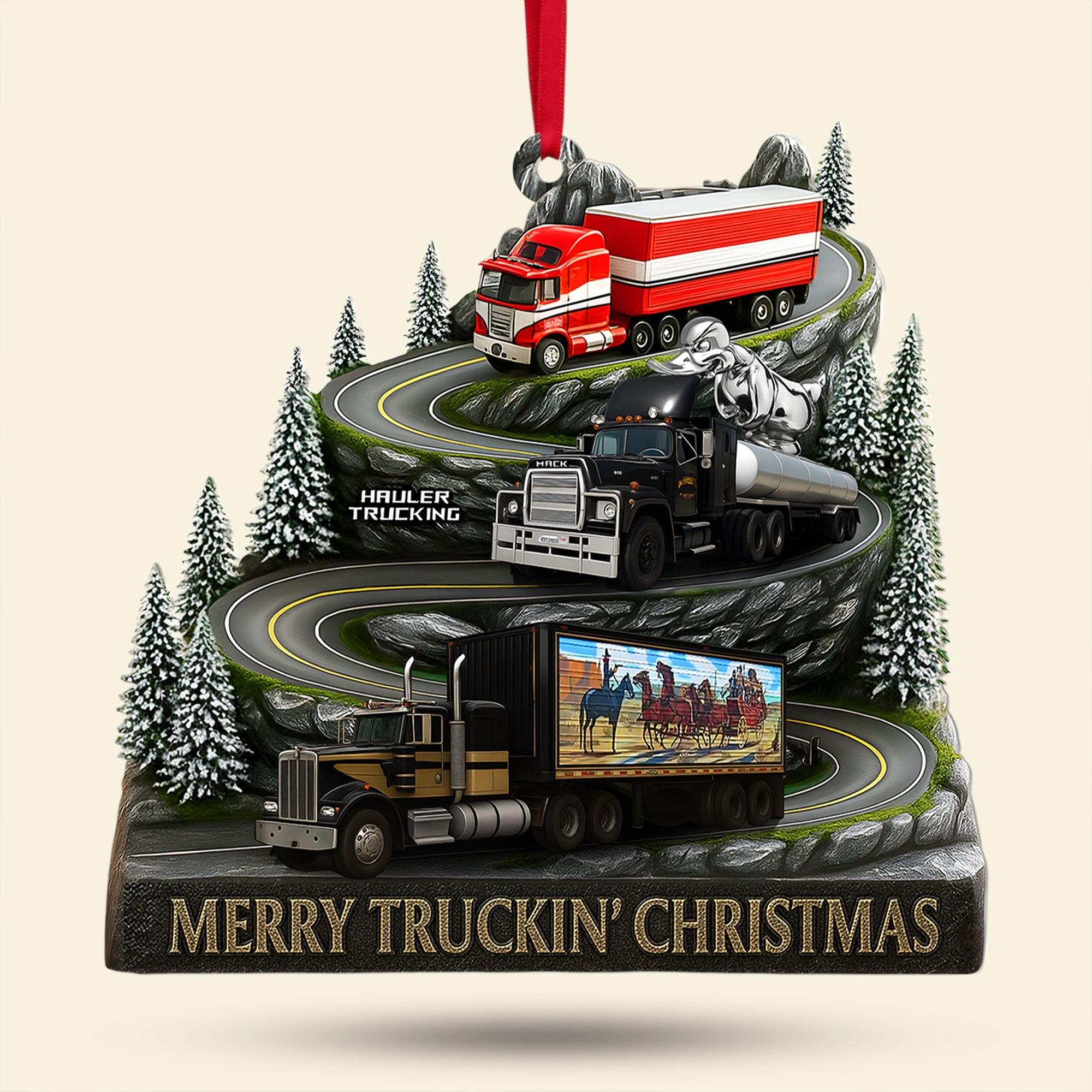 Merry Truckin' Christmas – Classic Trucks Ornament, Personalized Gifts for Truckers Ornament PopCulturePrints