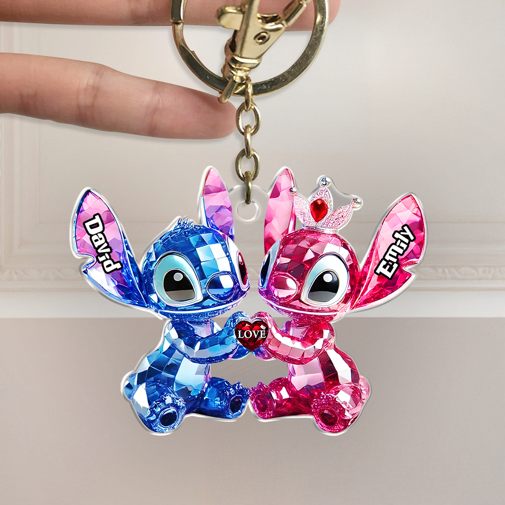 "Celebrate Love with Custom Charm!" - Blue Monster Couple Acrylic Keychain - Personalized Gifts for Couples Keychains PopCulturePrints