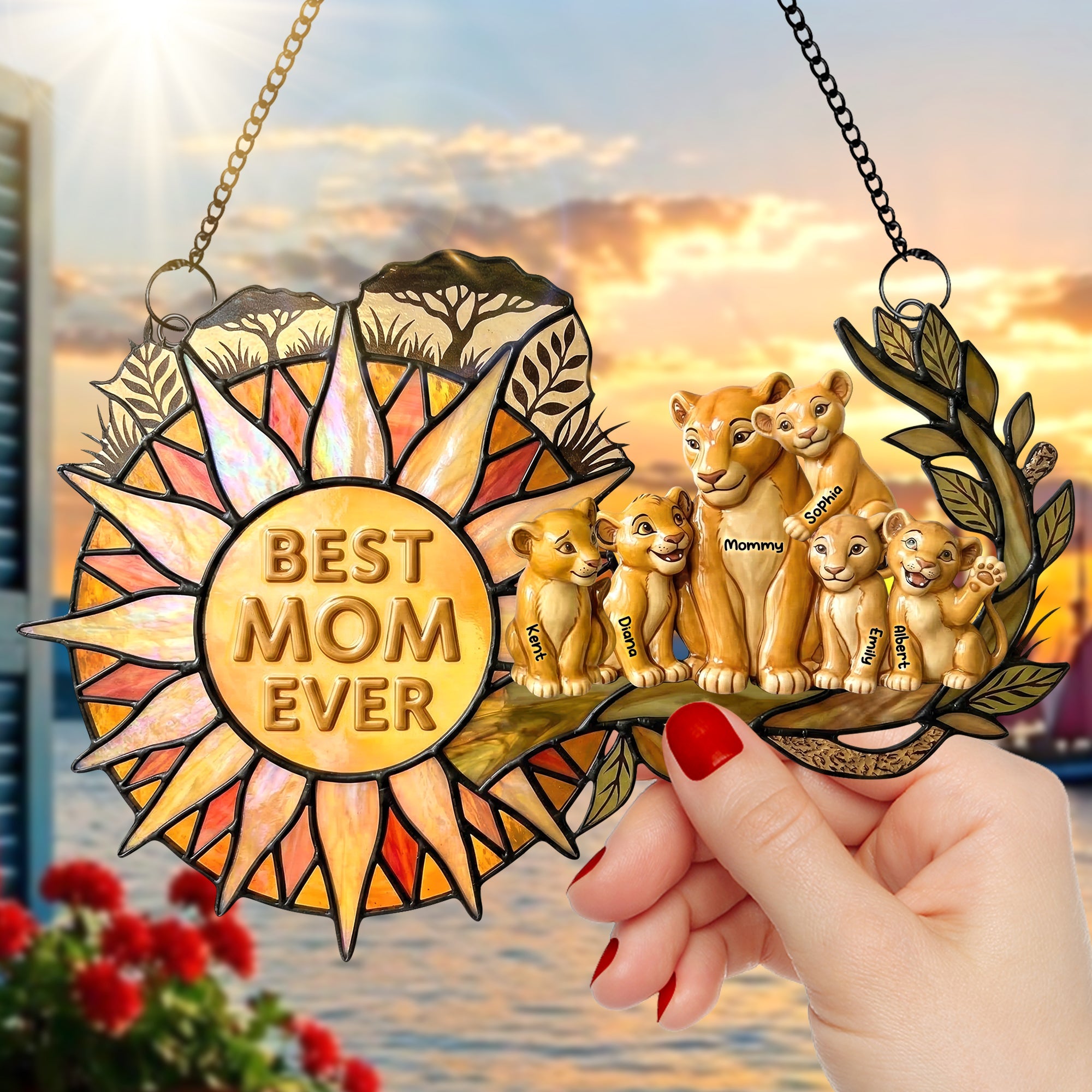 "Best Mom Ever" - Personalized Suncatcher Ornament - Thoughtful Gift For Moms, Grandmas & Caregivers Ornament PopCulturePrints