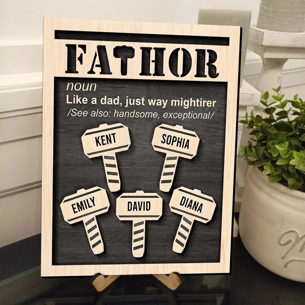 Personalized 'Fathor' Wooden Art Sign - Unique Gifts for Dad Wood Sign PopCulturePrints