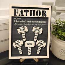Load image into Gallery viewer, Personalized &#39;Fathor&#39; Wooden Art Sign - Unique Gifts for Dad Wood Sign PopCulturePrints
