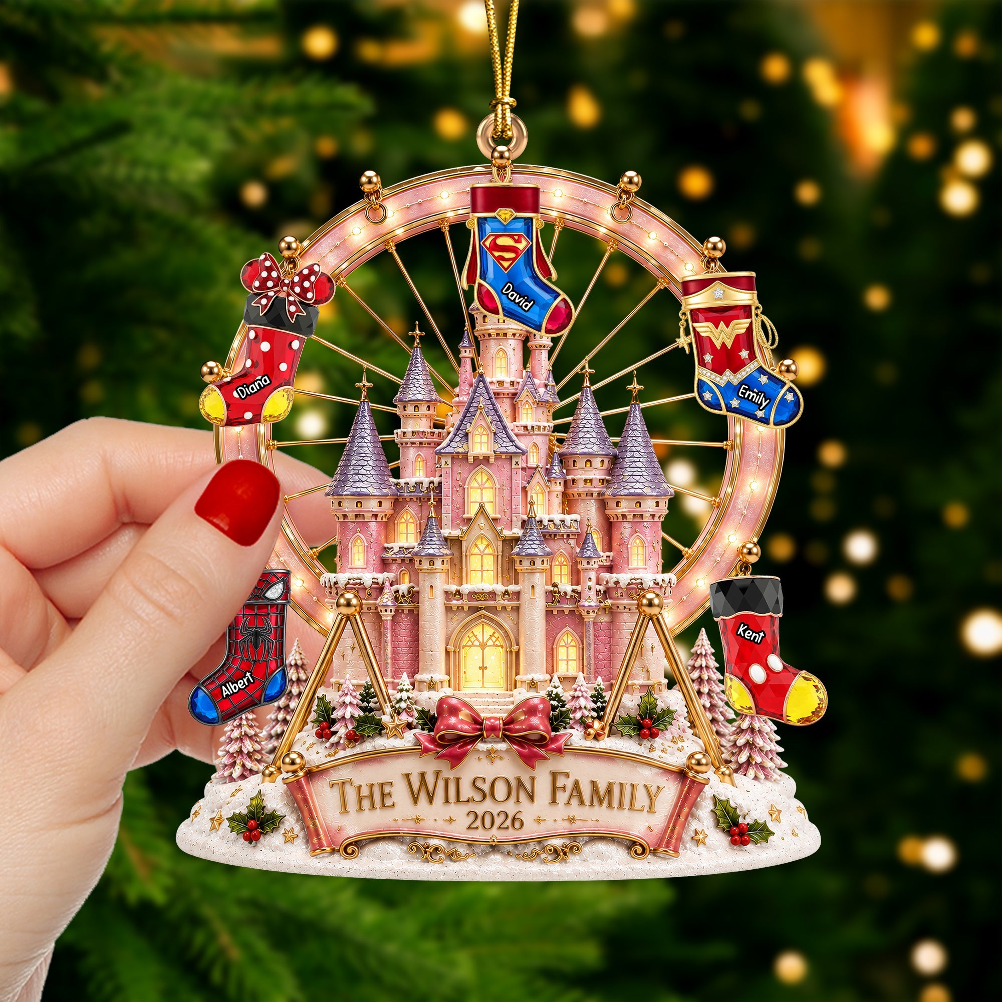 Christmas Castle Family Ornament - A Magical Personalized Gift for Family Celebrations