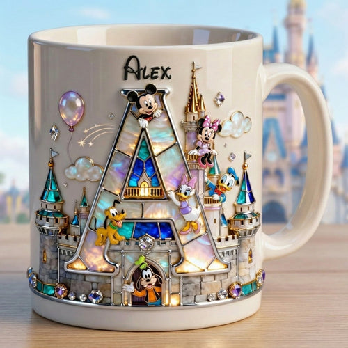 “Whimsical Adventures Await” - Shimmering Fairytale Alphabet Initial Letter Mug - Personalized Gift for All Ages Coffee Mug PopCulturePrints
