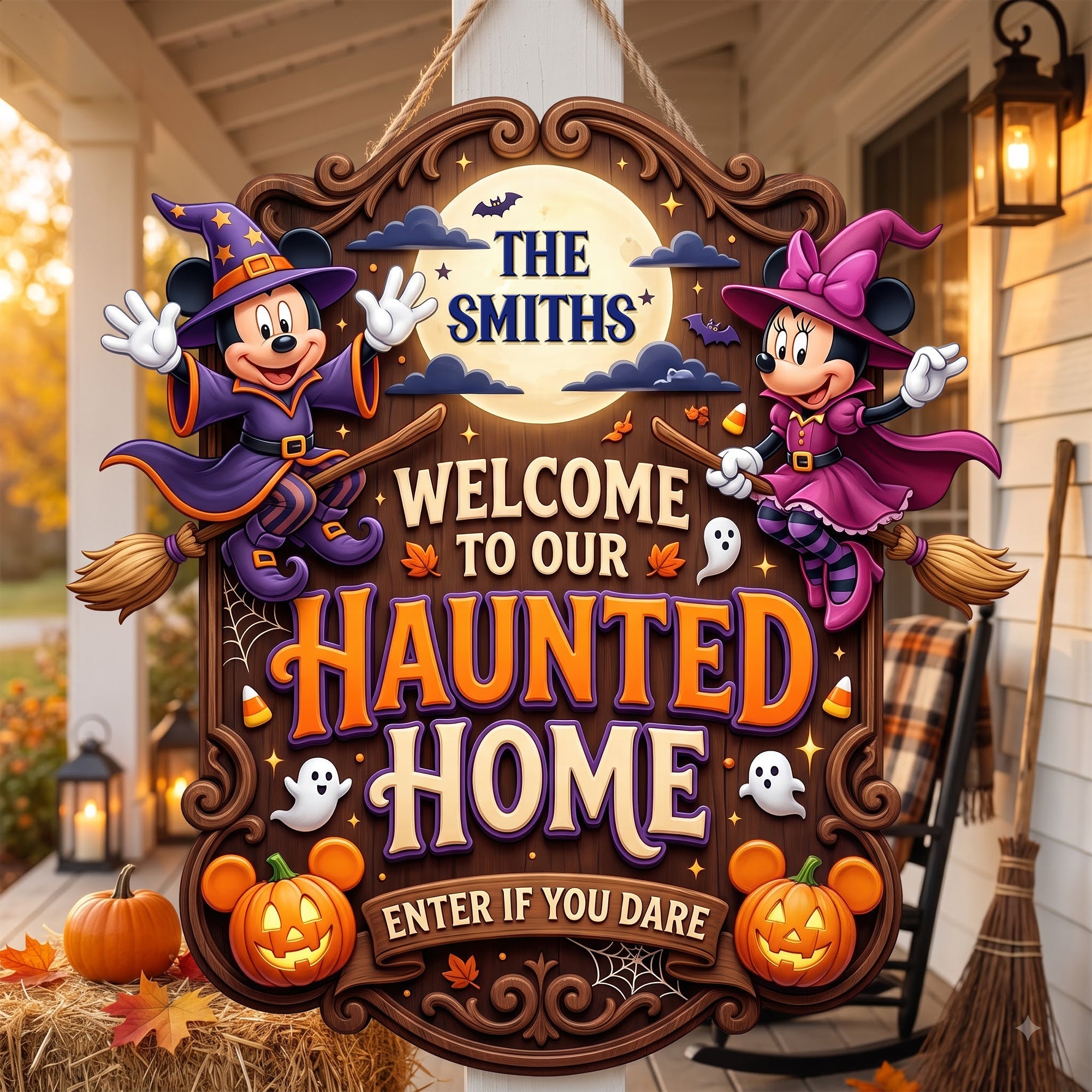 "Enter If You Dare" - Personalized Acrylic Spooky Sign for Haunted Home - Perfect Halloween Gift for Families and Friends