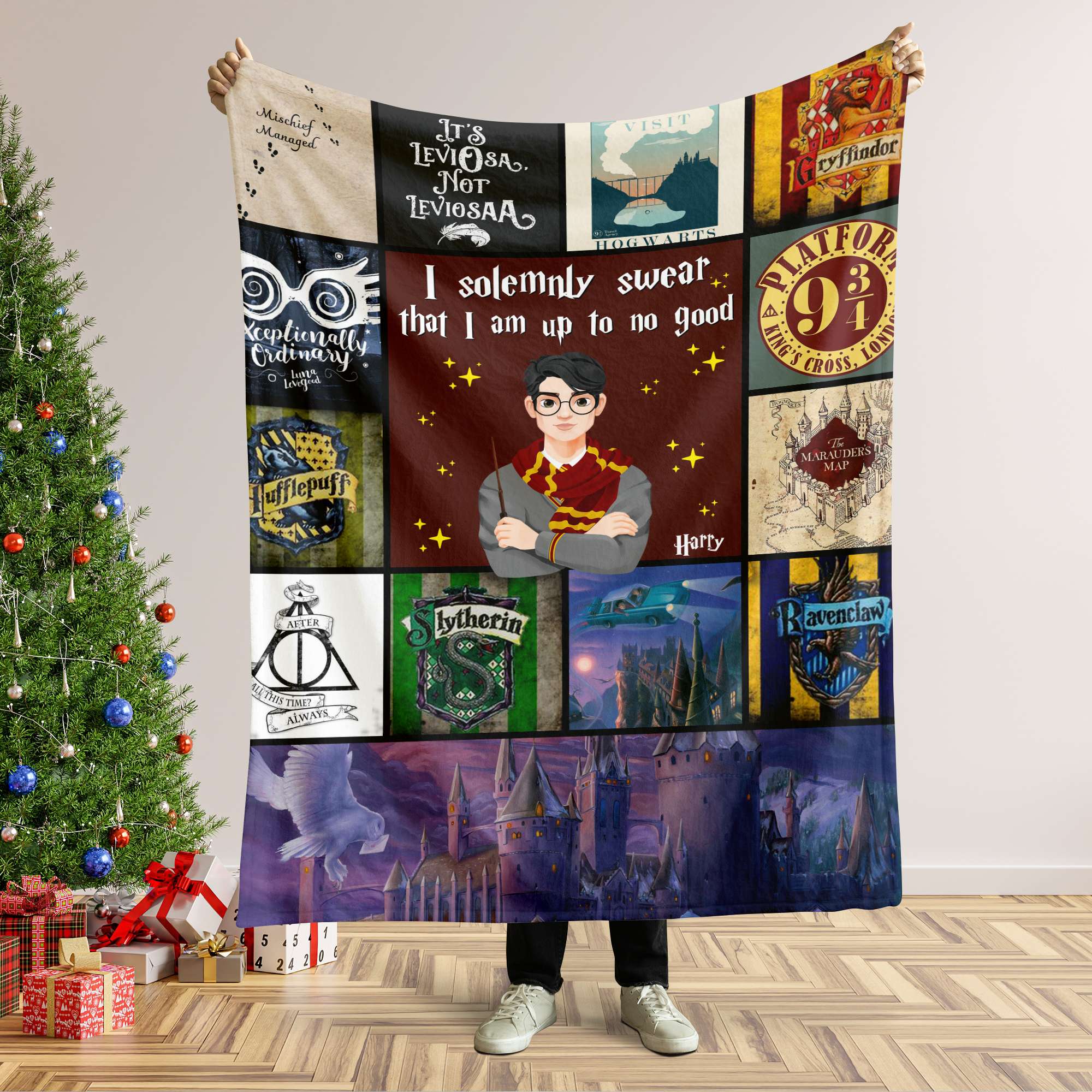 Magical Christmas Blanket for Wizard Enthusiasts