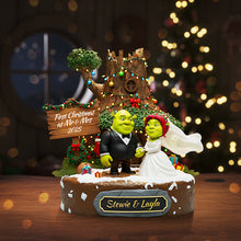 Load image into Gallery viewer, “First Christmas as Mr. &amp; Mrs. 2025” - Personalized Christmas Gift Plaque for Newlyweds Shaped Plaques PopCulturePrints
