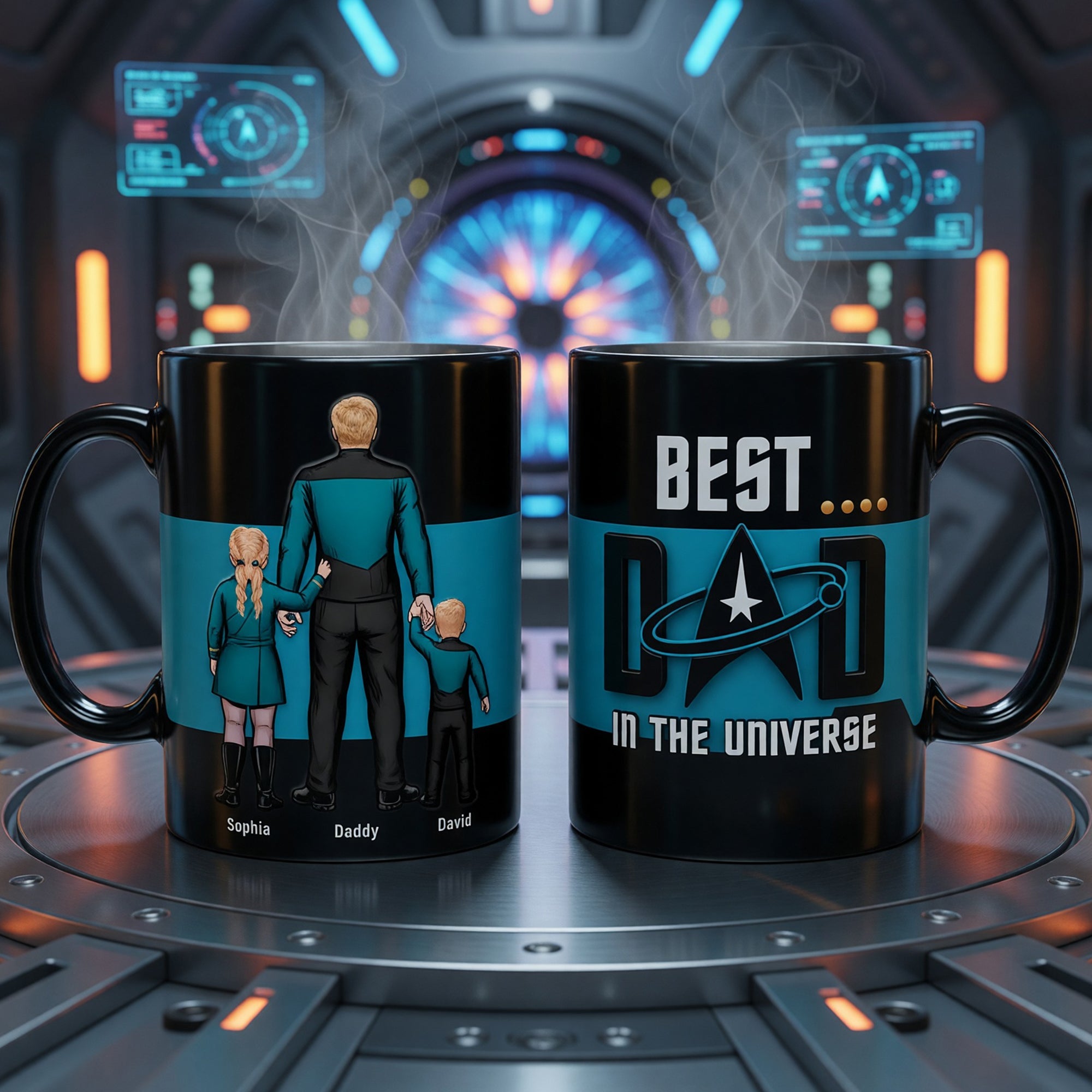 “Best Dad in the Universe” - Personalized Deep Space Coffee Mug - Gift for Dads and Grandpas Coffee Mug PopCulturePrints