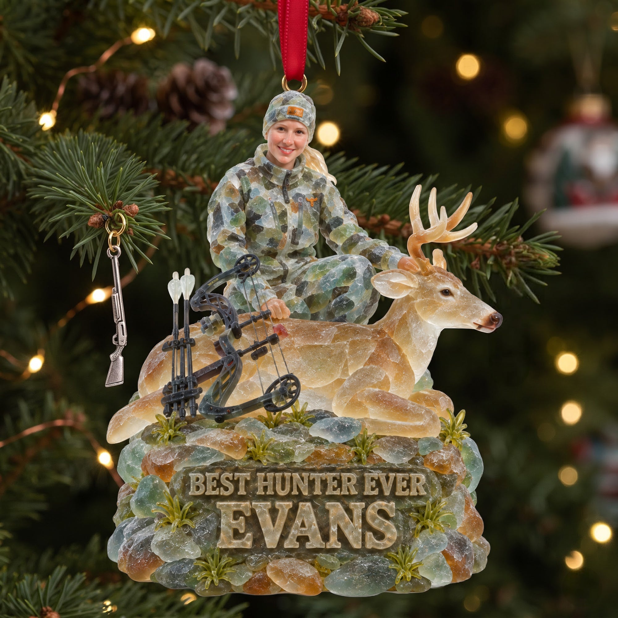 "Best Hunter Ever" - Personalized Acrylic Ornament | Custom Photo Christmas Gift for Hunters Ornament PopCulturePrints