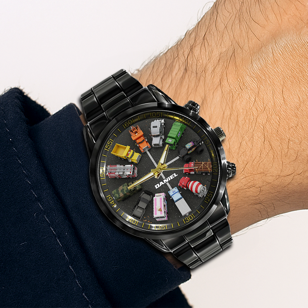 “Drive Your Passion!” - Mighty Trucks Men's Watch - Personalized Gifts for Truck Lovers Men's Watch PopCulturePrints