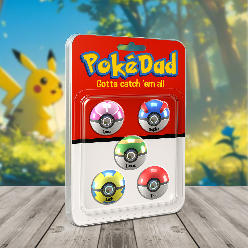 "Gotta Catch 'Em All!" - Personalized PokéDad Acrylic Plaque - Gift for Dad, Grandpa & Pokémon Fans Shaped Plaques PopCulturePrints