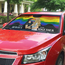 Load image into Gallery viewer, Personalized LGBT Couple Windshield Sunshade - Always Together Doormat PopCulturePrints
