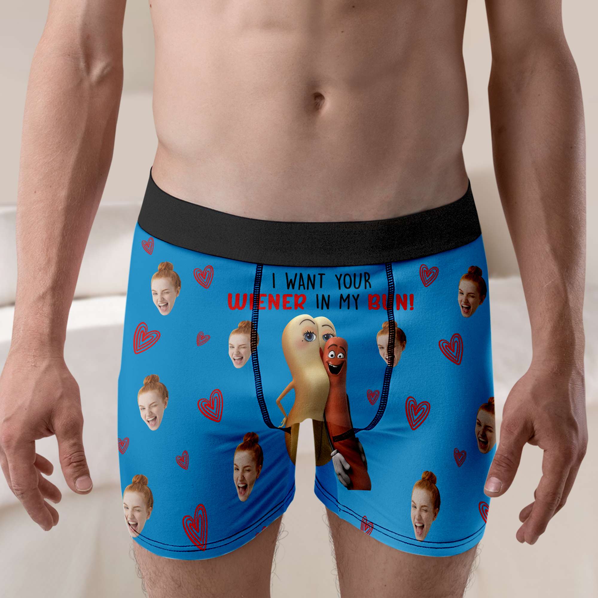 Personalized Funny Boxer Briefs for Men - Hot Dog Love Boxer Briefs PopCulturePrints