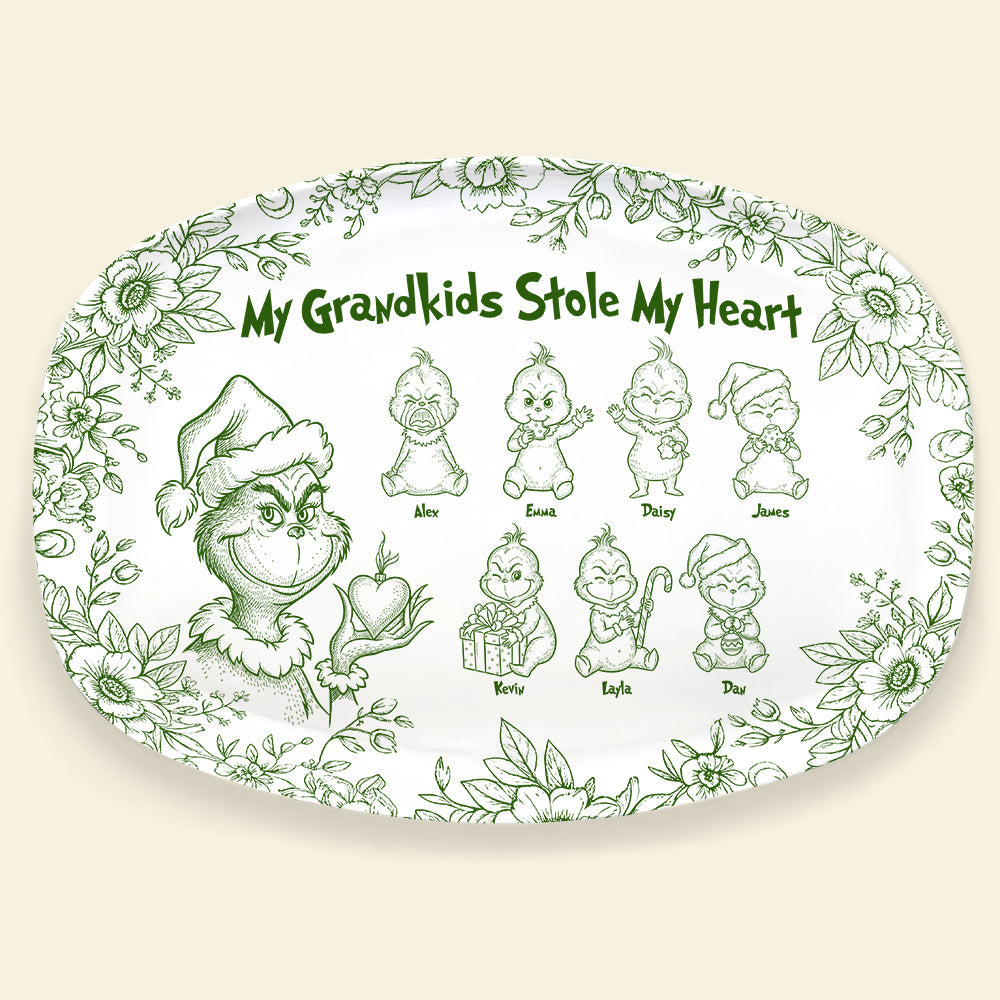 My Grandkids Stole My Heart - Personalized Grandma Plate for Christmas Plates PopCulturePrints