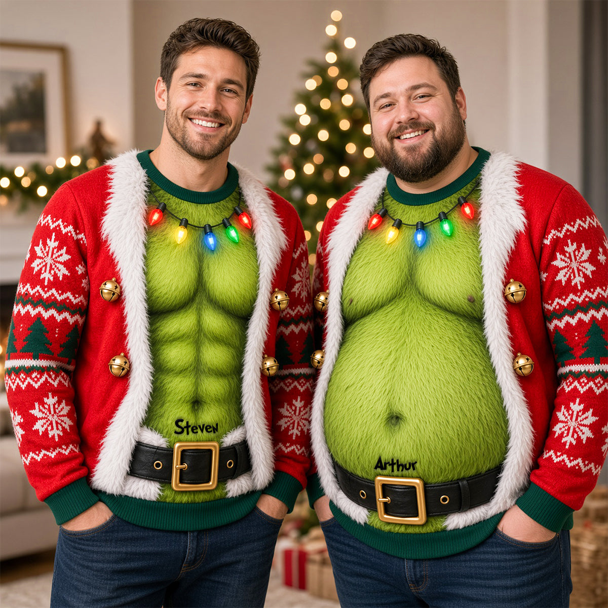 “Naughty or Nice?” Funny Couple Christmas Shirt - Personalized Gift For Couples AOP Products PopCulturePrints
