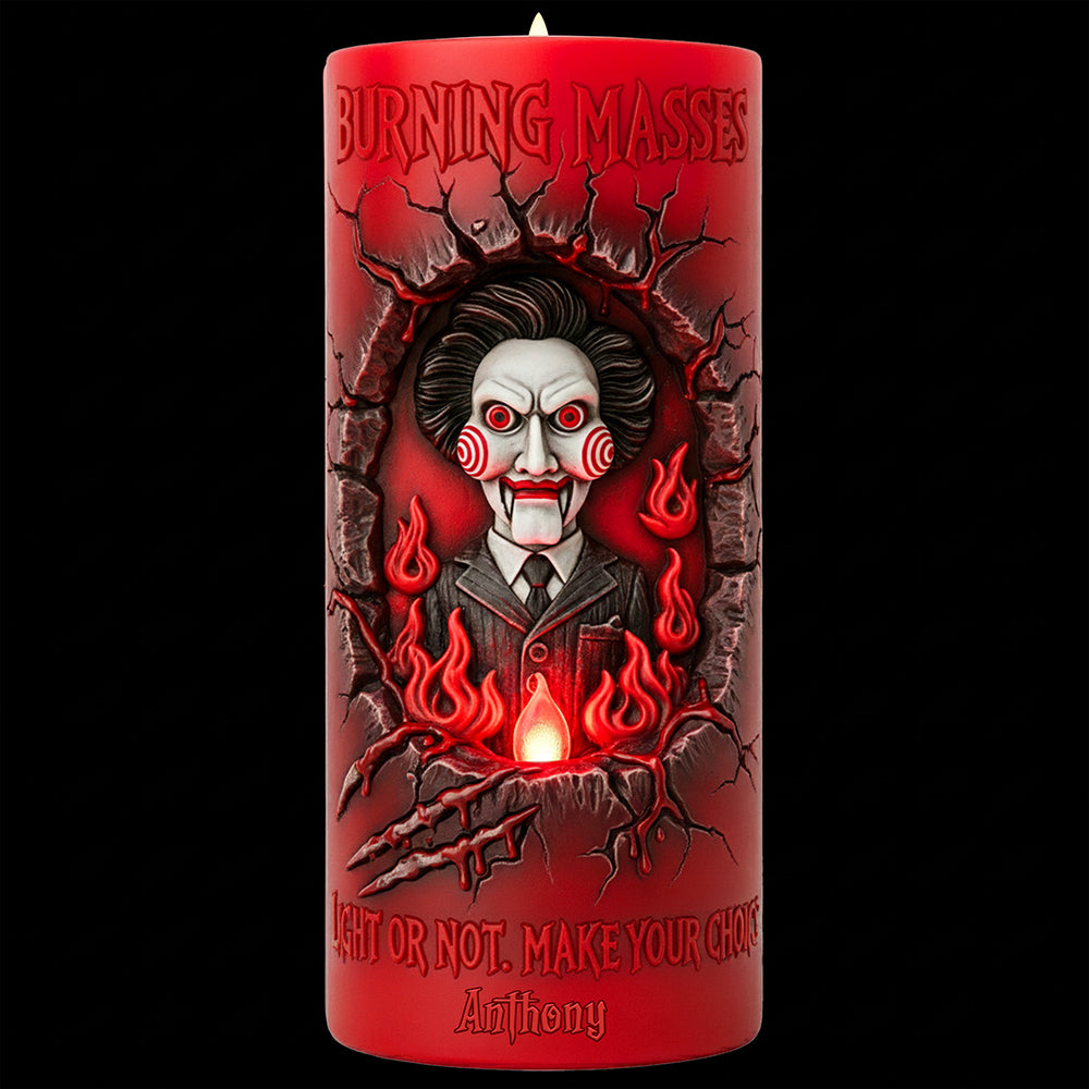 "Good Guys Gone Bad" - Personalized LED Candle for Horror Fans Led Candle PopCulturePrints