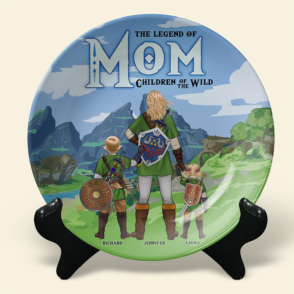 The Legend of Mom: A Heartfelt Tribute - Personalized Ceramic Round Plate - Gift for Mom, Grandma, and More Ceramic Round Plate PopCulturePrints