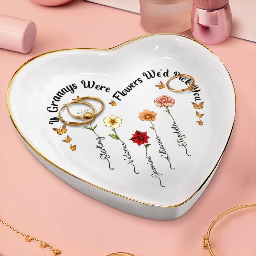 If Grannys Were Flowers We’d Pick You - Personalized Heart Ring Dish Ring Dish PopCulturePrints