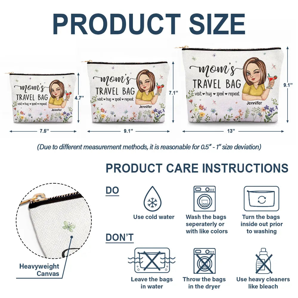 “Travel with Love: Grandma's Personalized Cosmetic Bag” - Personalized Gift for Mom and Grandma Cosmetic Bag PopCulturePrints