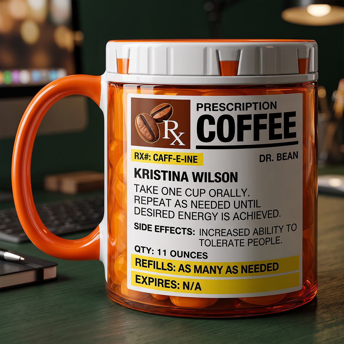 "Caffeine Prescription for Success" - Personalized Coffee Mug for Co-Workers
