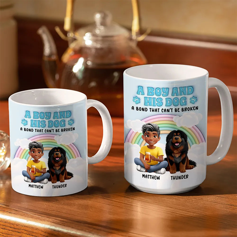 A Bond That Can't Be Broken - Rainbow A Girl And Her Dogs Personalized Mug Mug PopCulturePrints