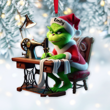 Load image into Gallery viewer, Personalized Grinch Sewing Christmas Ornament for Craft Lovers
