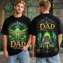 Load image into Gallery viewer, “The Legend of Dad, Your Adventure Awaits!” - Personalized T-Shirt for Dads and Grandpas Shirts PopCulturePrints
