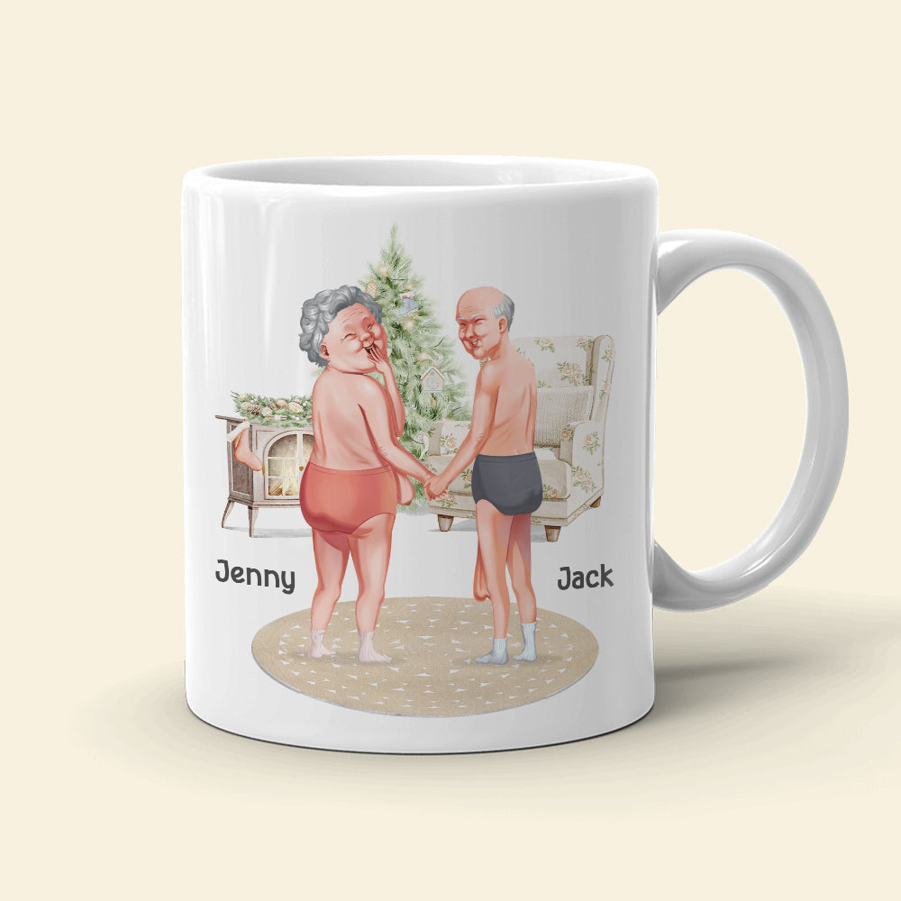 Playful Naughty Christmas Couple Personalized Coffee Mug