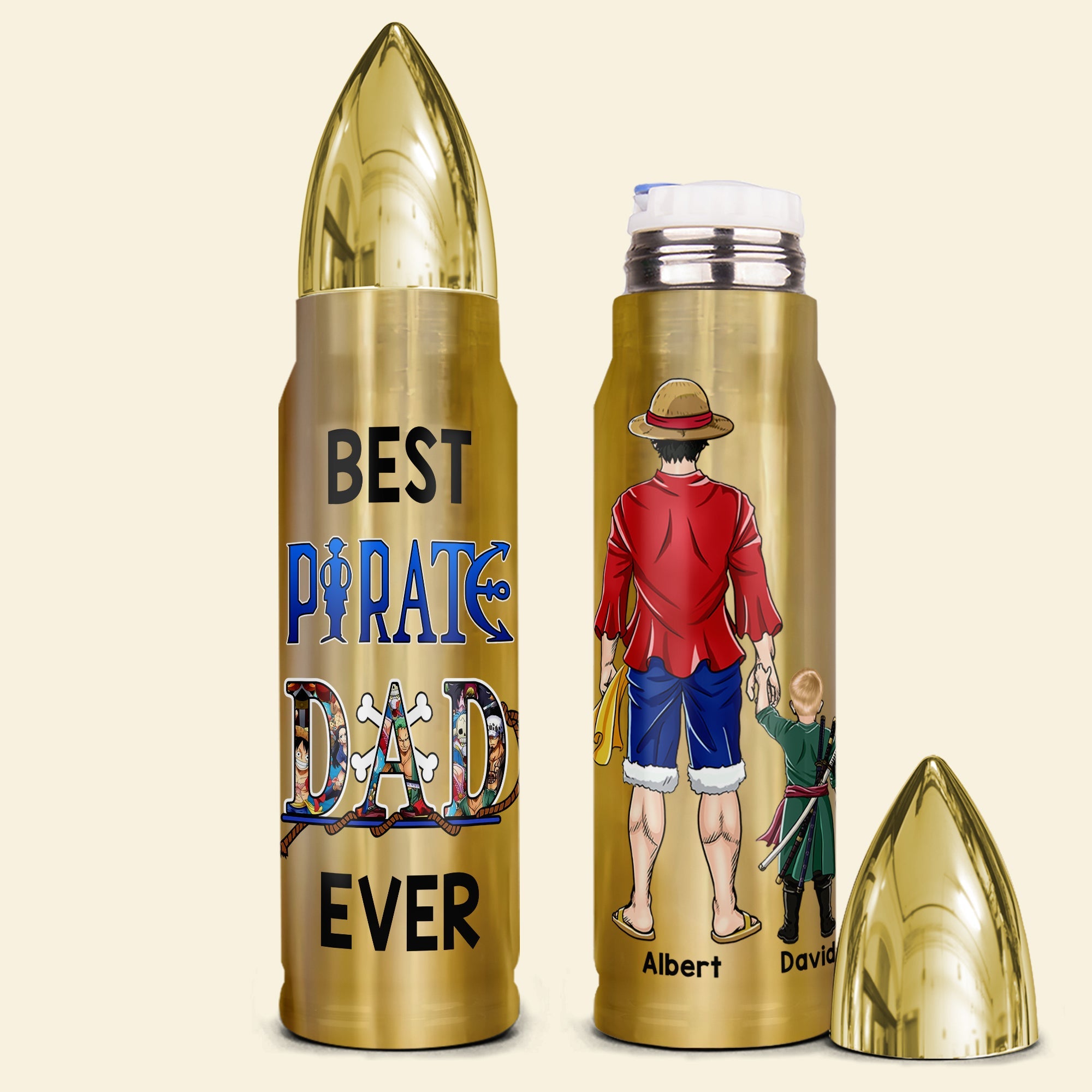 Customized Bullet-shaped Tumbler for Dad - Best Pirate Theme