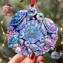 Load image into Gallery viewer, Just Keep Swimming - Personalized Turtle Family Ornament for Christmas
