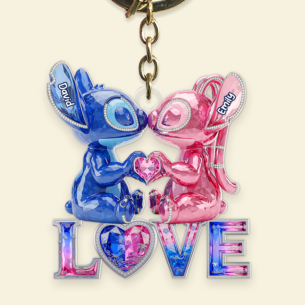Love is Out of This World - Kissing Aliens Couple Acrylic Keychain - Personalized Gifts for Couples Keychains PopCulturePrints