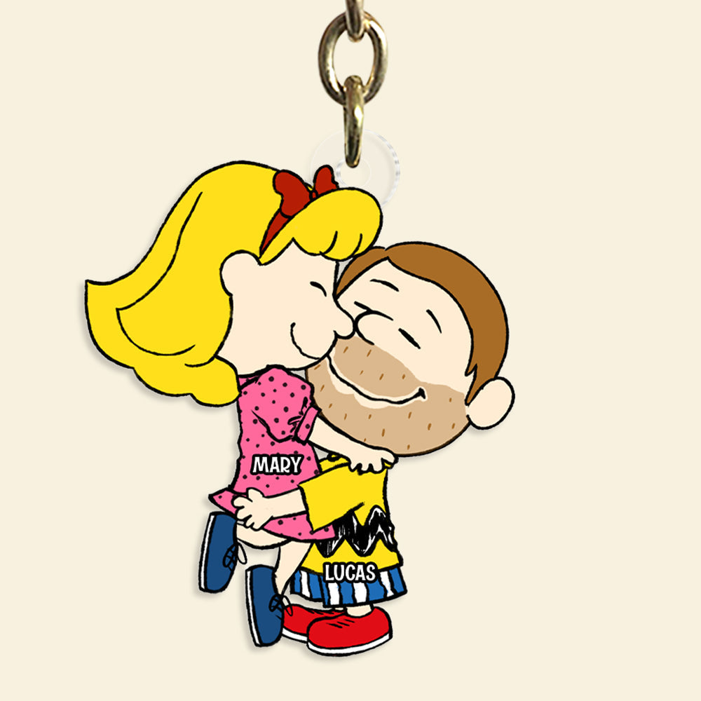 Personalized Cute Couple Embracing Keychain