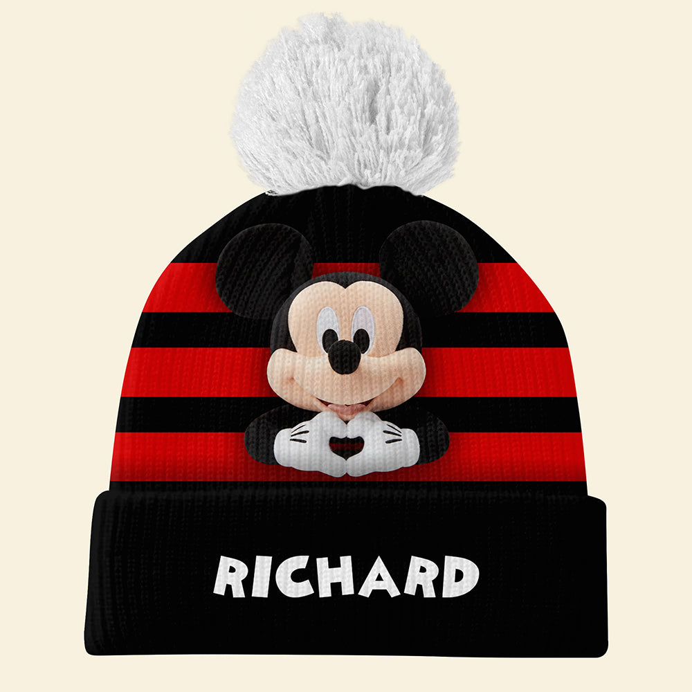 Warmth and Love: Personalized Couple Bobble Beanie Hats Hat PopCulturePrints
