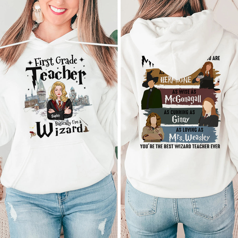 Personalized First Grade Teacher Wizard T-Shirt