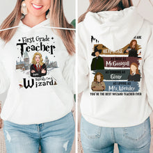 Load image into Gallery viewer, Personalized First Grade Teacher Wizard T-Shirt
