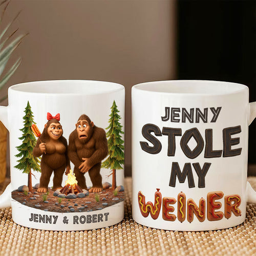 “Funny Bigfoot Couple - A Quirky Twist on Love” - Personalized Coffee Mug for Couples Coffee Mug PopCulturePrints