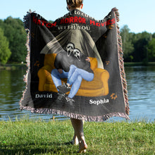 Load image into Gallery viewer, Personalized Horror Movie Night Woven Blanket - Cozy Gift for Couples Blanket PopCulturePrints
