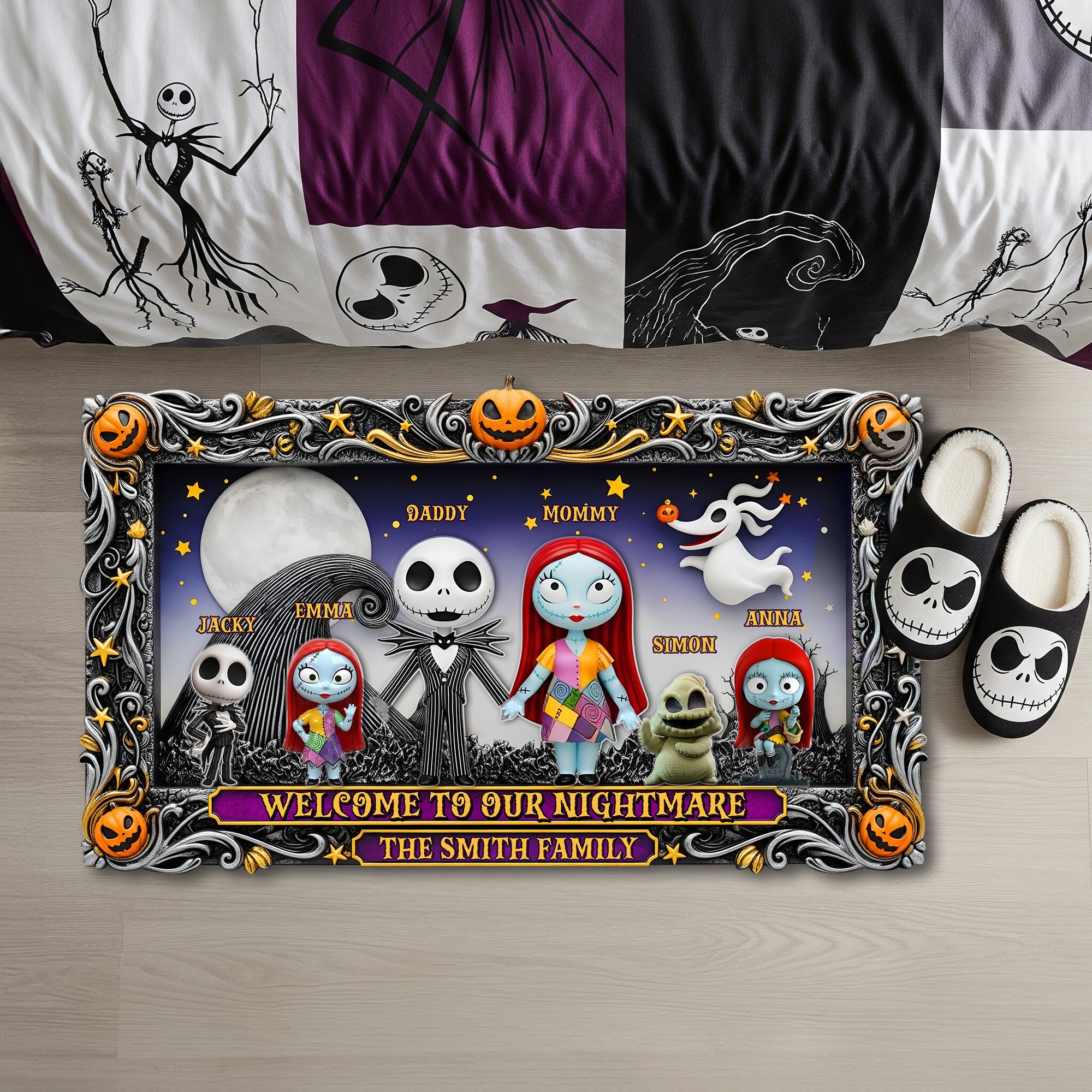 Welcome to Our Nightmare Family Doormat - Personalized Halloween Gifts for Families Doormat PopCulturePrints