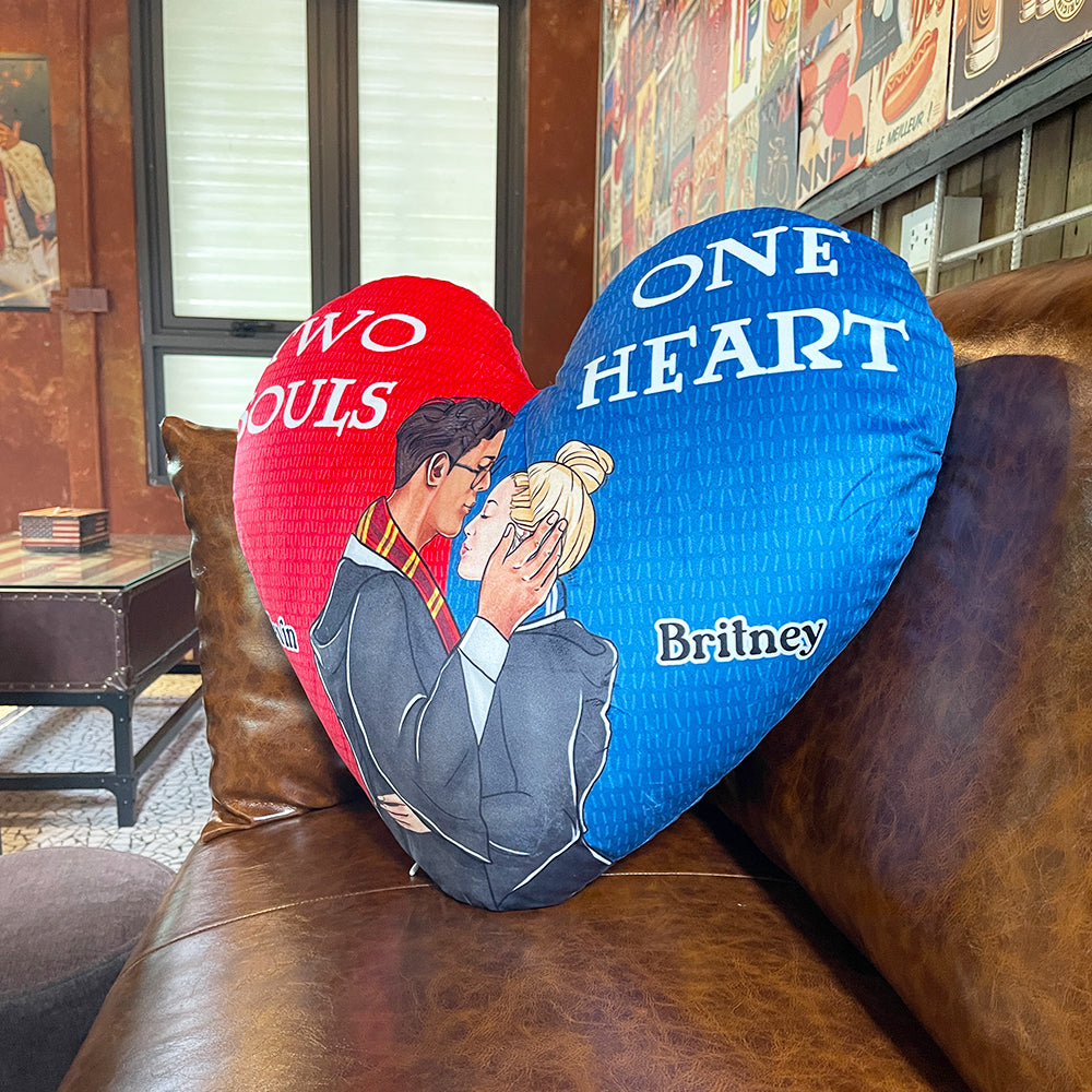 Two Souls, One Heart Custom Pillow - Perfect Valentine’s Day Gifts for Couples Pillow PopCulturePrints