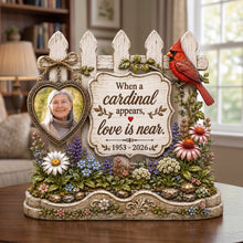 Load image into Gallery viewer, When a Cardinal Appears, Love is Near - Custom Photo Memorial Acrylic Plaque
